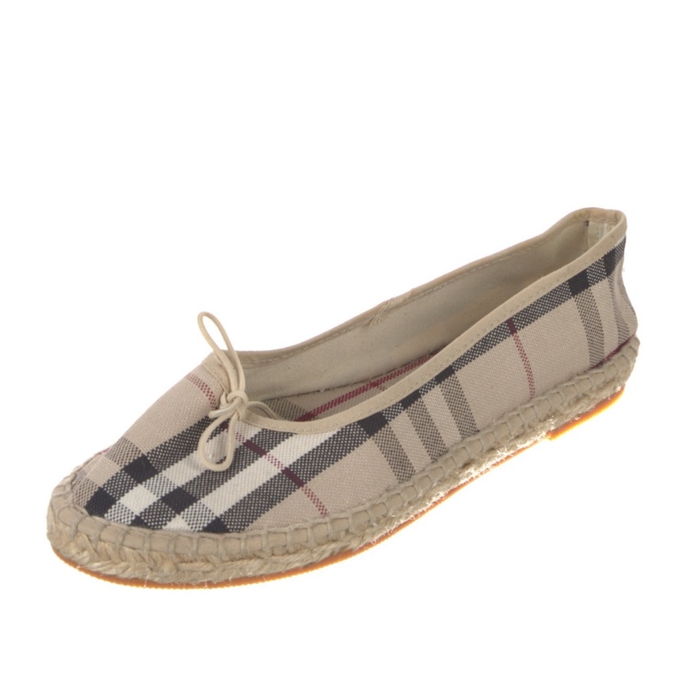 Burberry Beige and Black Plaid Espadrilles
